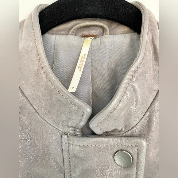 Free People Cool & Clean Faux Suede Leather Jacket Grey Size 2 - Picture 6 of 11